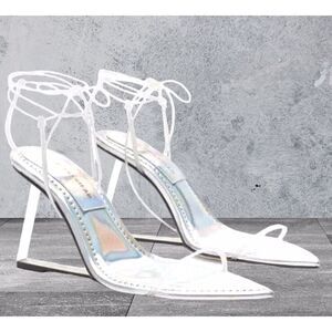 Good American Cinderella Wedge Silver Strap Sandal Size 6.5 NEW IN BOX GA080V-X